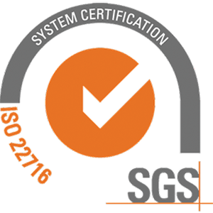 ISO 22716 system certification badge
